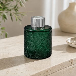 Runder Duftdiffusor mit Muster Grün Glanz 100 ml – Silber – Produktfoto