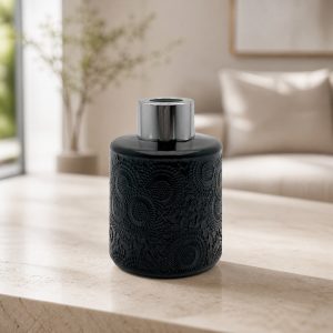 Duftdiffusor mit Muster Schwarz Glanz 100 ml – Silber – Produktfoto