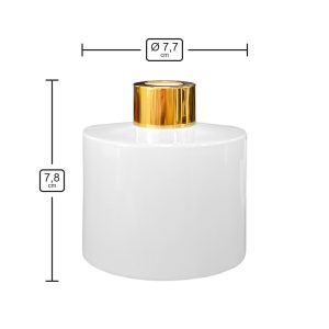 Runder Duftdiffusor Weiß Glanz 150 ml – Gold – Produktmaße
