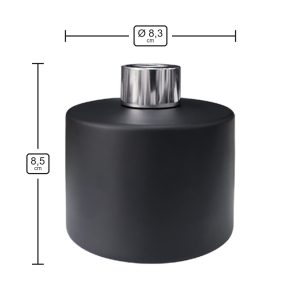 Runder Duftdiffusor Schwarz Matt 200 ml – Silber – Produktmaße