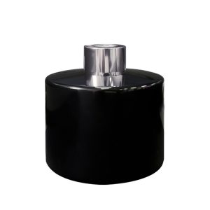 Runder Duftdiffusor Schwarz Glanz 200 ml – Silber – lackierte Diffusorflasche, Produktansicht