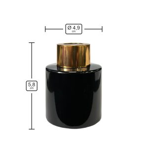 Runder Duftdiffusor Schwarz Glanz 50 ml – Gold – Produktmaße