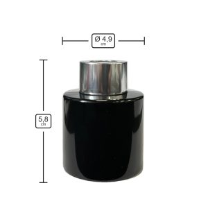 Runder Duftdiffusor Schwarz Glanz 50 ml – Silber – Produktmaße