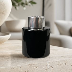 Runder Duftdiffusor Schwarz Glanz 50 ml – Silber – Produktfoto