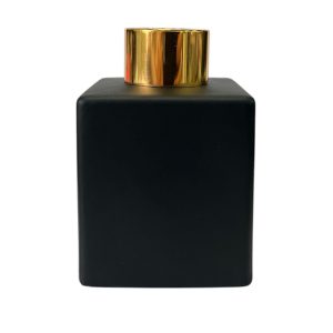 Quadratischer Duftdiffusor Schwarz Matt 100 ml – Gold – lackierte Diffusorflasche, Produktansicht