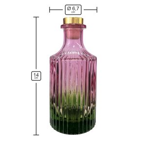 Geriffelter Duftdiffusor – Rosa-Grün ombre 200 ml – Gold – Produktmaße