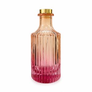 Geriffelter Duftdiffusor – Orange-Rosa ombre 200 ml – Gold – lackierte Diffusorflasche, Produktansicht