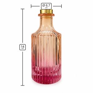 Geriffelter Duftdiffusor – Orange-Rosa ombre 200 ml – Gold – Produktmaße