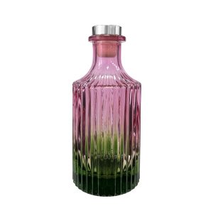 Geriffelter Duftdiffusor – Rosa-Grün ombre 200 ml – Silber – lackierte Diffusorflasche, Produktansicht