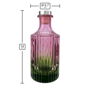Geriffelter Duftdiffusor – Rosa-Grün ombre 200 ml – Silber – Produktmaße