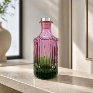 Geriffelter Duftdiffusor – Rosa-Grün ombre 200 ml – Silber – Produktfoto