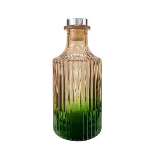 Geriffelter Duftdiffusor – Orange-Grün ombre 200 ml – Silber – lackierte Diffusorflasche, Produktansicht