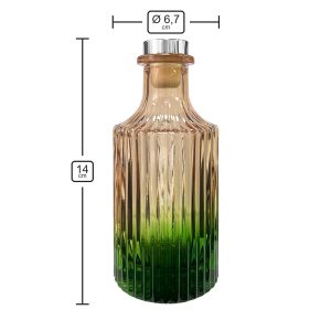 Geriffelter Duftdiffusor – Orange-Grün ombre 200 ml – Silber – Produktmaße