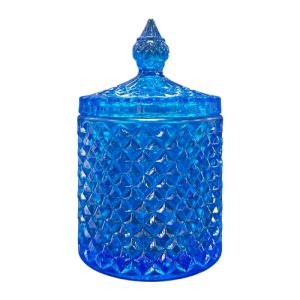 Kerzenglas K10 001 in Blau Diamant mit Deckel