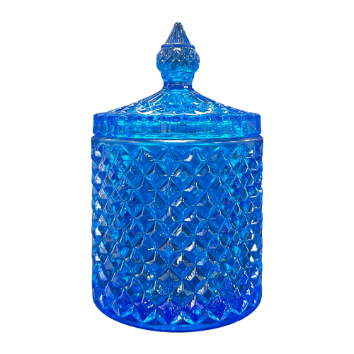 Kerzenglas K10 001 in Blau Diamant mit Deckel
