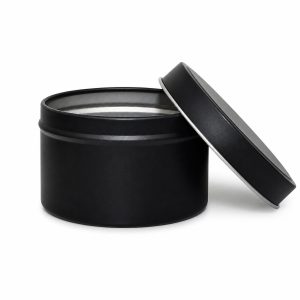 Metalldose 64 × 42 in Schwarz Matt für Kerzen – Produktansicht auf weißem Hintergrund