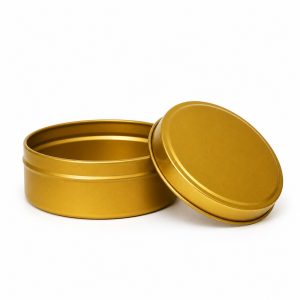 Metalldose 71 × 42 in Gold für Kerzen – Produktansicht auf weißem Hintergrund