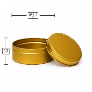 Metalldose 71 × 42 in Gold für Kerzen – Produktmaße
