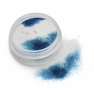 Perlglanzpigment Exterior Dazzling Peacock Blue – Produktfoto im offenen Behälter auf weißem Hintergrund