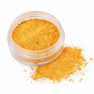 Perlglanzpigment Gold Satin – Produktfoto im offenen Behälter auf weißem Hintergrund