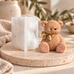 Silikonform für Seifen – Teddybär mit Schleife