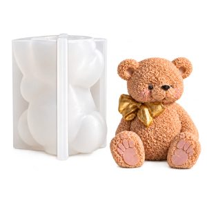 Silikonform für Seifen – Teddybär mit Schleife