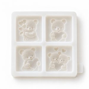 Silikonform für Seifen – Teddybären mit Herzen