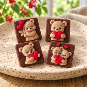 Silikonform für Seifen – Teddybären mit Herzen